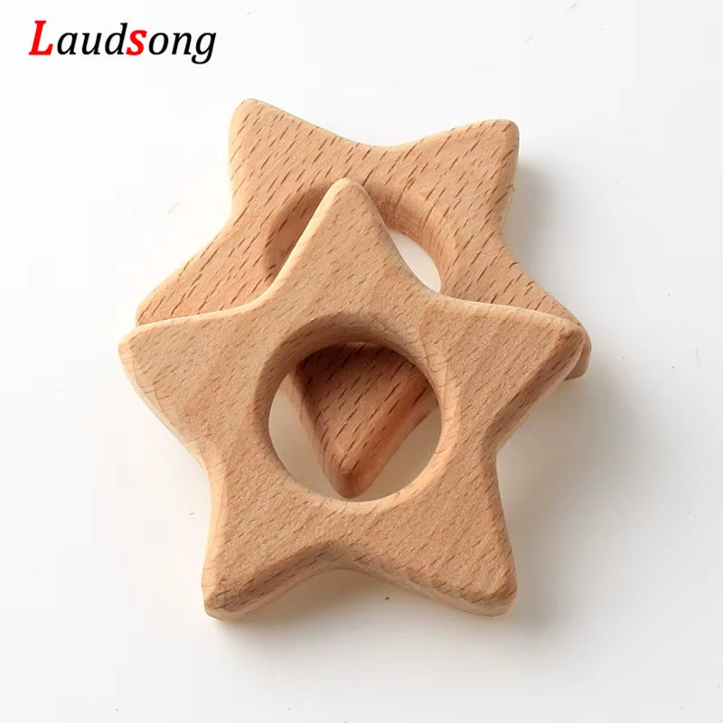 1Pcs Mixed Animal Natural Beech Teething Wooden Beads Toy Teether Gift Rattle Diy Accessories Wood Crafts Jewelry Making