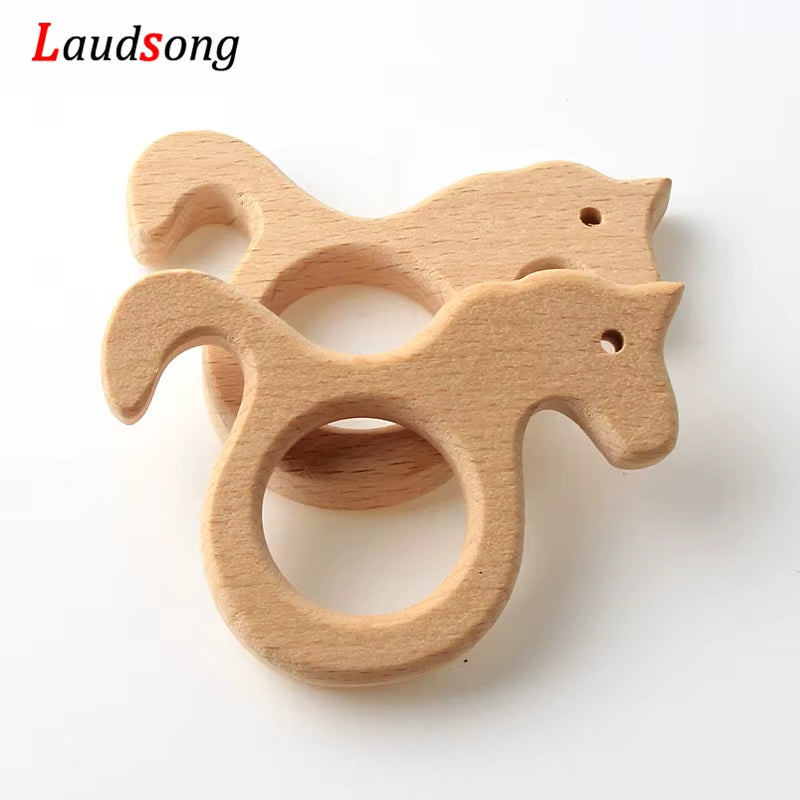 1Pcs Mixed Animal Natural Beech Teething Wooden Beads Toy Teether Gift Rattle Diy Accessories Wood Crafts Jewelry Making