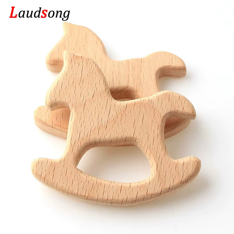 1Pcs Mixed Animal Natural Beech Teething Wooden Beads Toy Teether Gift Rattle Diy Accessories Wood Crafts Jewelry Making