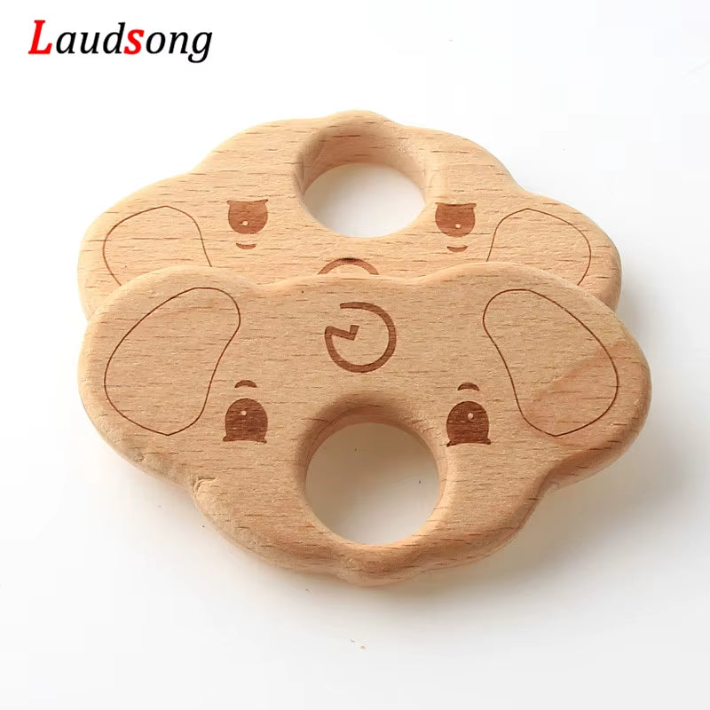 1Pcs Mixed Animal Natural Beech Teething Wooden Beads Toy Teether Gift Rattle Diy Accessories Wood Crafts Jewelry Making