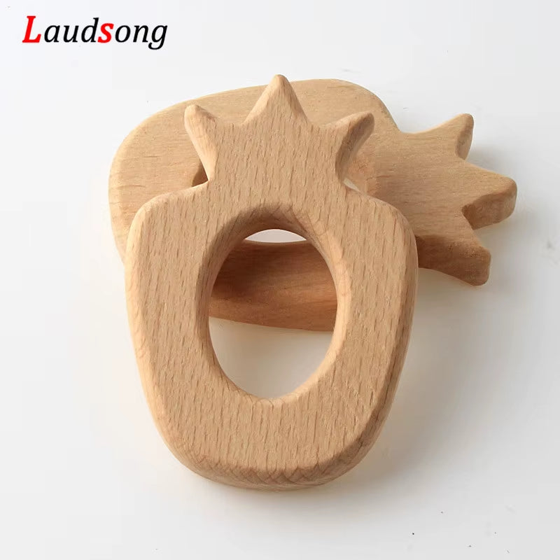 1Pcs Mixed Animal Natural Beech Teething Wooden Beads Toy Teether Gift Rattle Diy Accessories Wood Crafts Jewelry Making