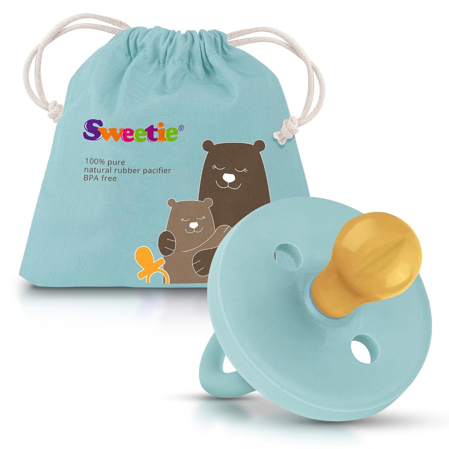 Rubber Turquoise Pacifier Natural Rubber Pacifier Rounded (0-6 Month, Turquoise)