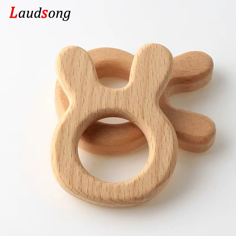 1Pcs Mixed Animal Natural Beech Teething Wooden Beads Toy Teether Gift Rattle Diy Accessories Wood Crafts Jewelry Making