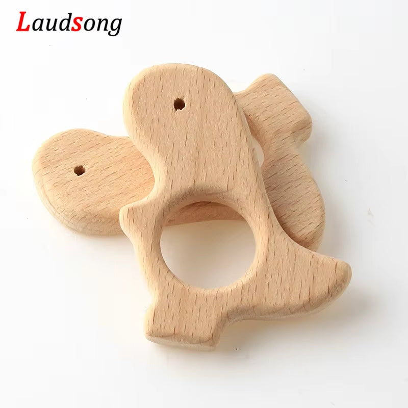 1Pcs Mixed Animal Natural Beech Teething Wooden Beads Toy Teether Gift Rattle Diy Accessories Wood Crafts Jewelry Making
