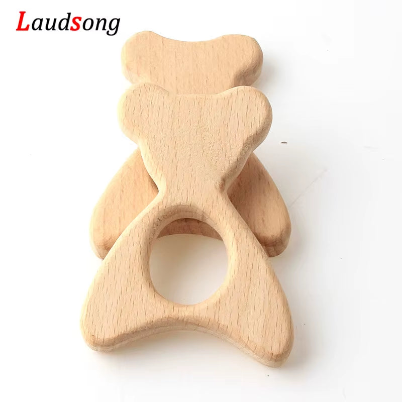 1Pcs Mixed Animal Natural Beech Teething Wooden Beads Toy Teether Gift Rattle Diy Accessories Wood Crafts Jewelry Making