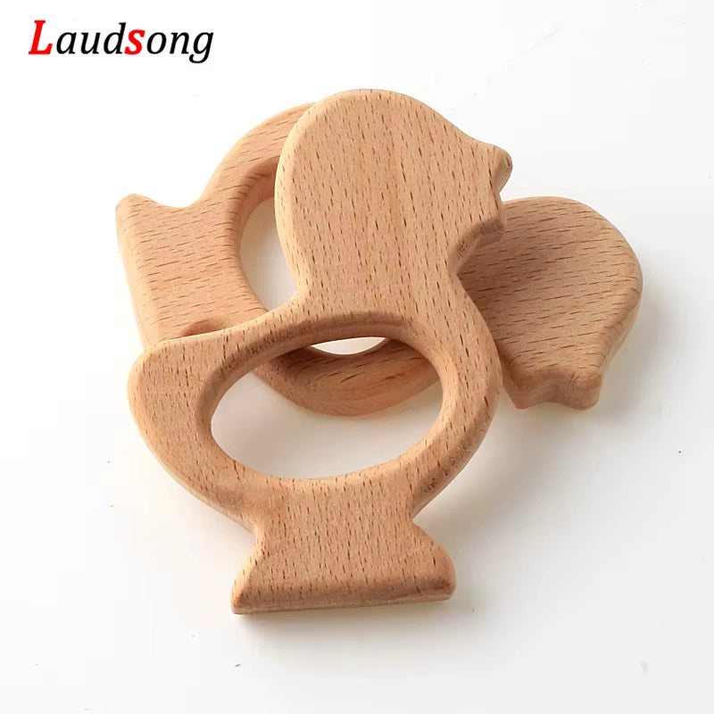1Pcs Mixed Animal Natural Beech Teething Wooden Beads Toy Teether Gift Rattle Diy Accessories Wood Crafts Jewelry Making