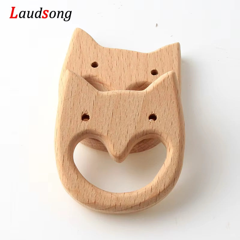 1Pcs Mixed Animal Natural Beech Teething Wooden Beads Toy Teether Gift Rattle Diy Accessories Wood Crafts Jewelry Making