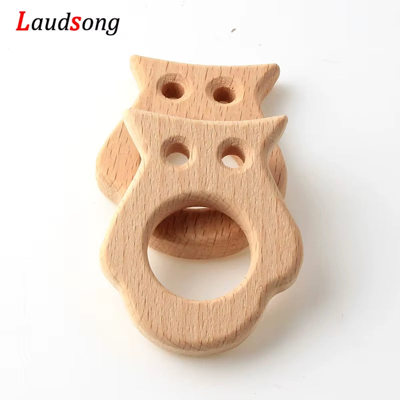 1Pcs Mixed Animal Natural Beech Teething Wooden Beads Toy Teether Gift Rattle Diy Accessories Wood Crafts Jewelry Making