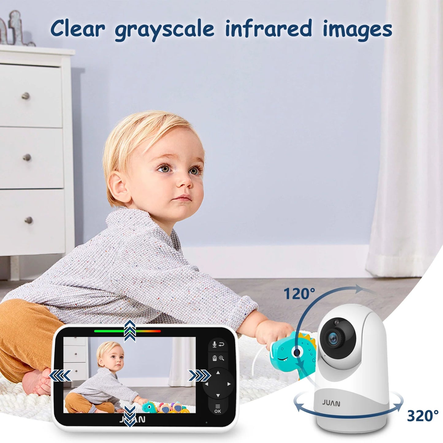 Baby Monitor with 2 Cameras and Audio, Video Baby Monitor with No Wifi, Baby Camera Monitor