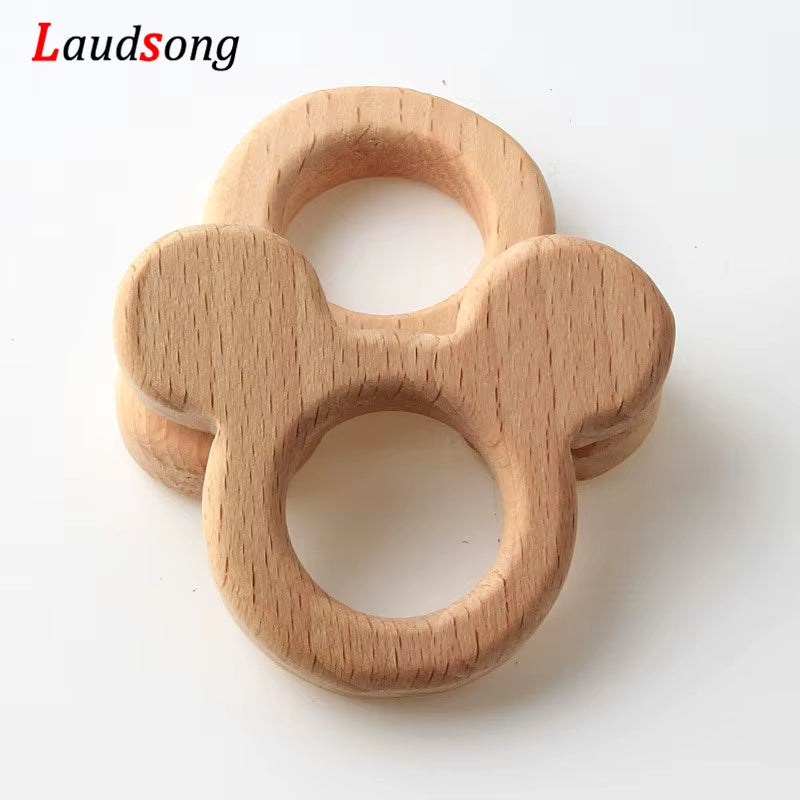 1Pcs Mixed Animal Natural Beech Teething Wooden Beads Toy Teether Gift Rattle Diy Accessories Wood Crafts Jewelry Making