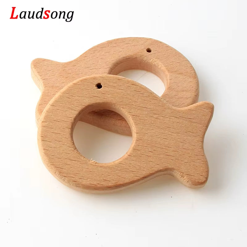 1Pcs Mixed Animal Natural Beech Teething Wooden Beads Toy Teether Gift Rattle Diy Accessories Wood Crafts Jewelry Making