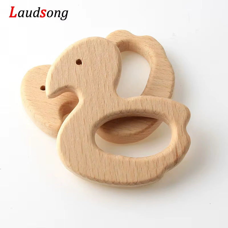 1Pcs Mixed Animal Natural Beech Teething Wooden Beads Toy Teether Gift Rattle Diy Accessories Wood Crafts Jewelry Making