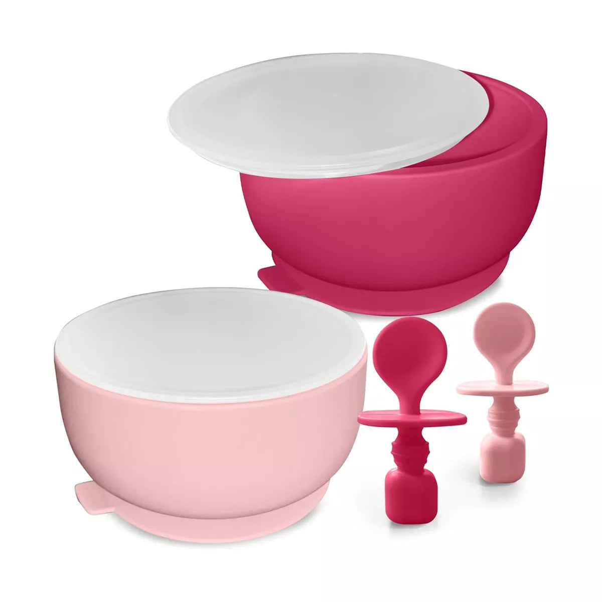 Sperric Silicone Baby Feeding Set - Infant Suction Bowls with Lids and Spoons | BPA Free Toddler Self Feeding Utensils for 0-6 Months