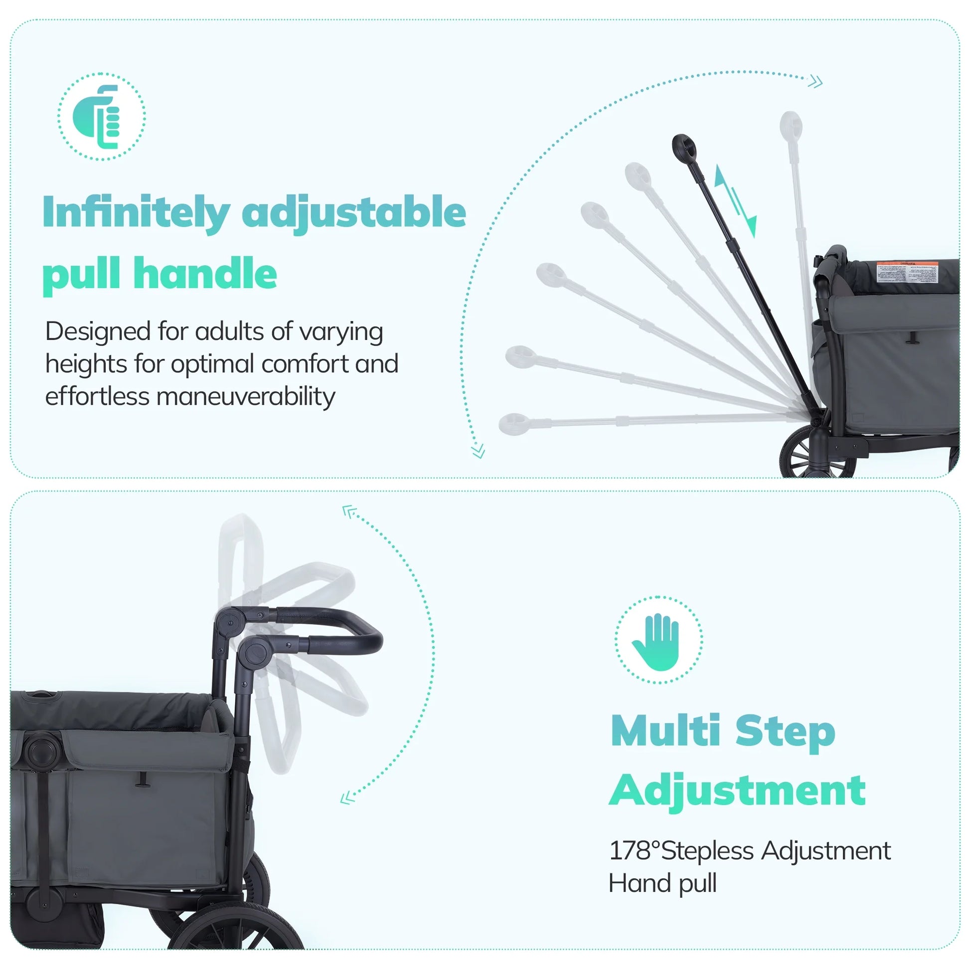 Baby Stroller Wagon for 2 Kids with Breathable Canopy,Parent Organizer,Removable Seat,2 Cup Holders,Gray