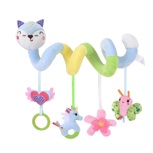 Car Seat Toys for Infant Cute Fox Spiral Plush Toys Stroller Toys Hanging Rattle Crib Activity Toy for Baby Gift