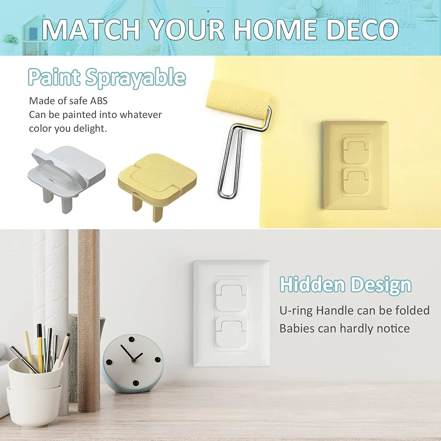 Baby Proofing Outlet Covers (50 Pack) Electric Outlet Pulg Covers for Baby Safety Socket Cover Protector Cap to Prevent Your Child from Power Shock Hazard