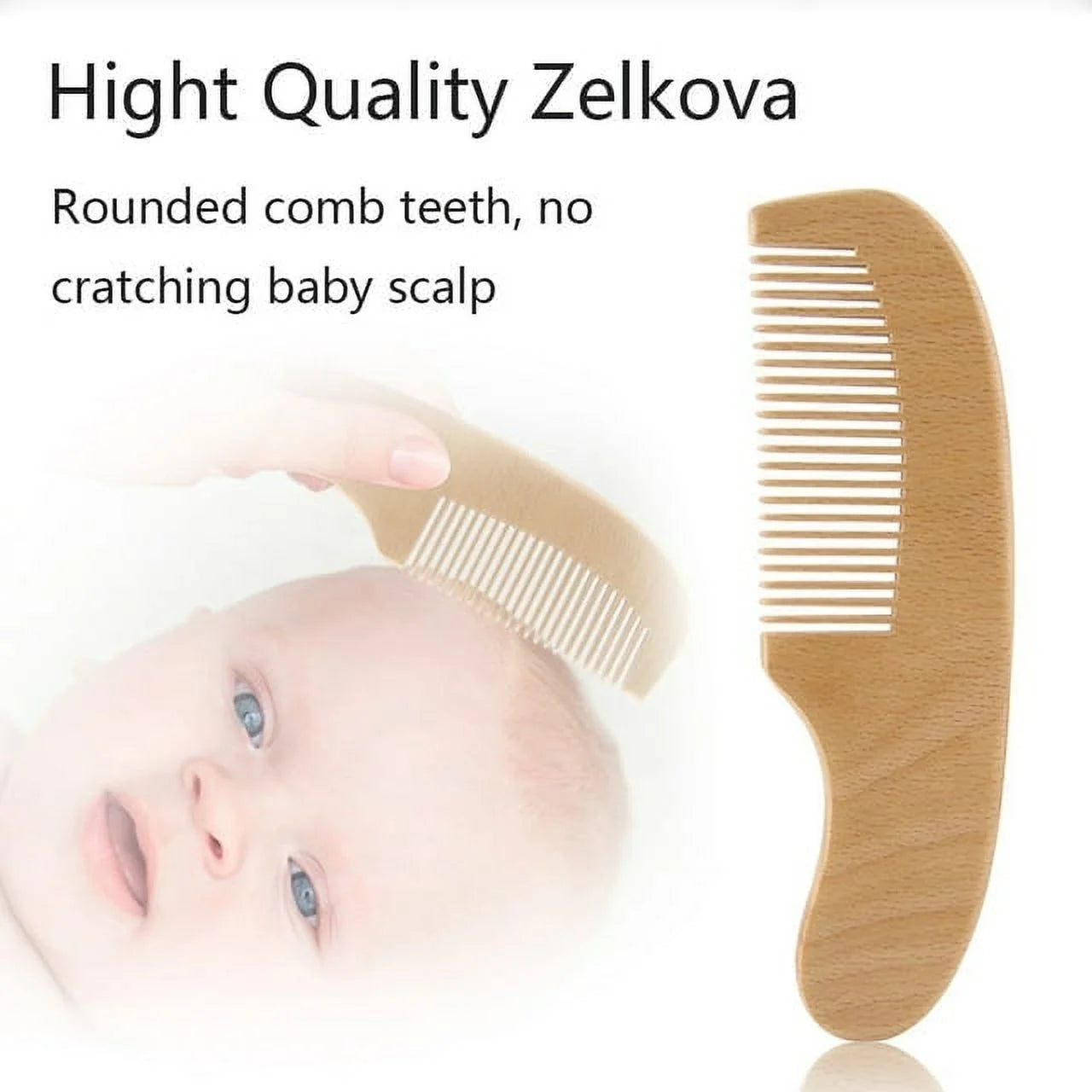 Baby Brush and Comb Set, 4Pcs Wooden, Baby Hair Brush, Cradle Cap Brush, Baby Brush Set for Newborns, Infant Hair Brush