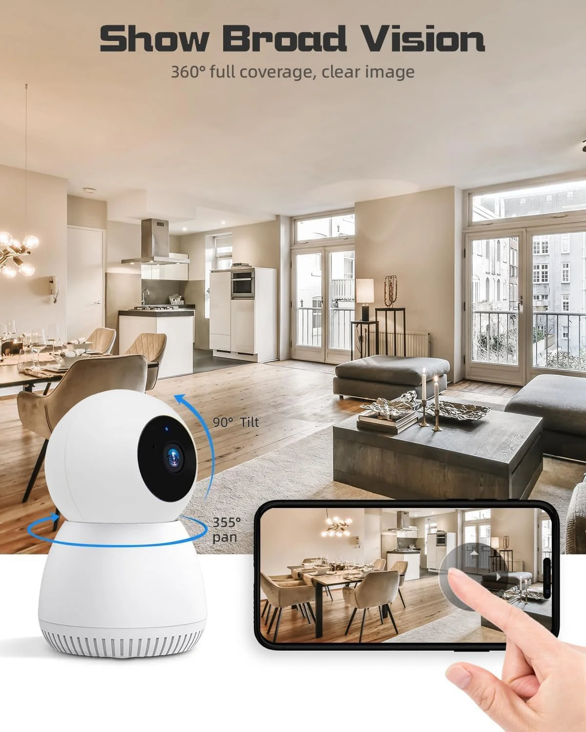 Indoor Security Camera 5G& 2.4Ghz Wifi, Pan/Tilt Baby Camera for Home Security, 1080P Pet Camera with Phone App Motion Detection, 2-Way Talk, Night Vision, Siren Alarm, Compatible with Alexa