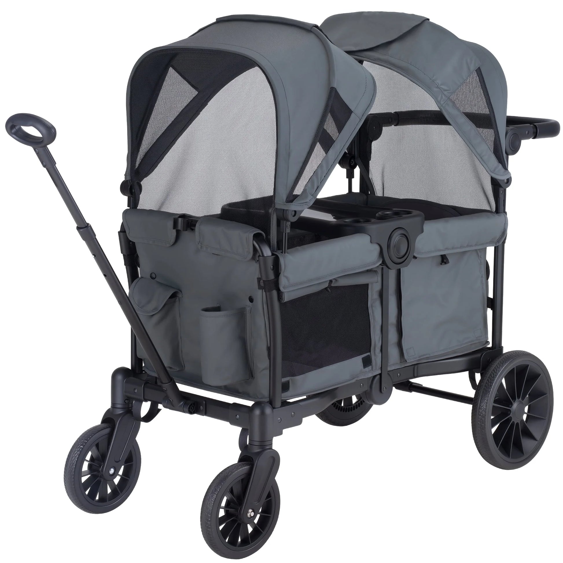 Baby Stroller Wagon for 2 Kids with Breathable Canopy,Parent Organizer,Removable Seat,2 Cup Holders,Gray