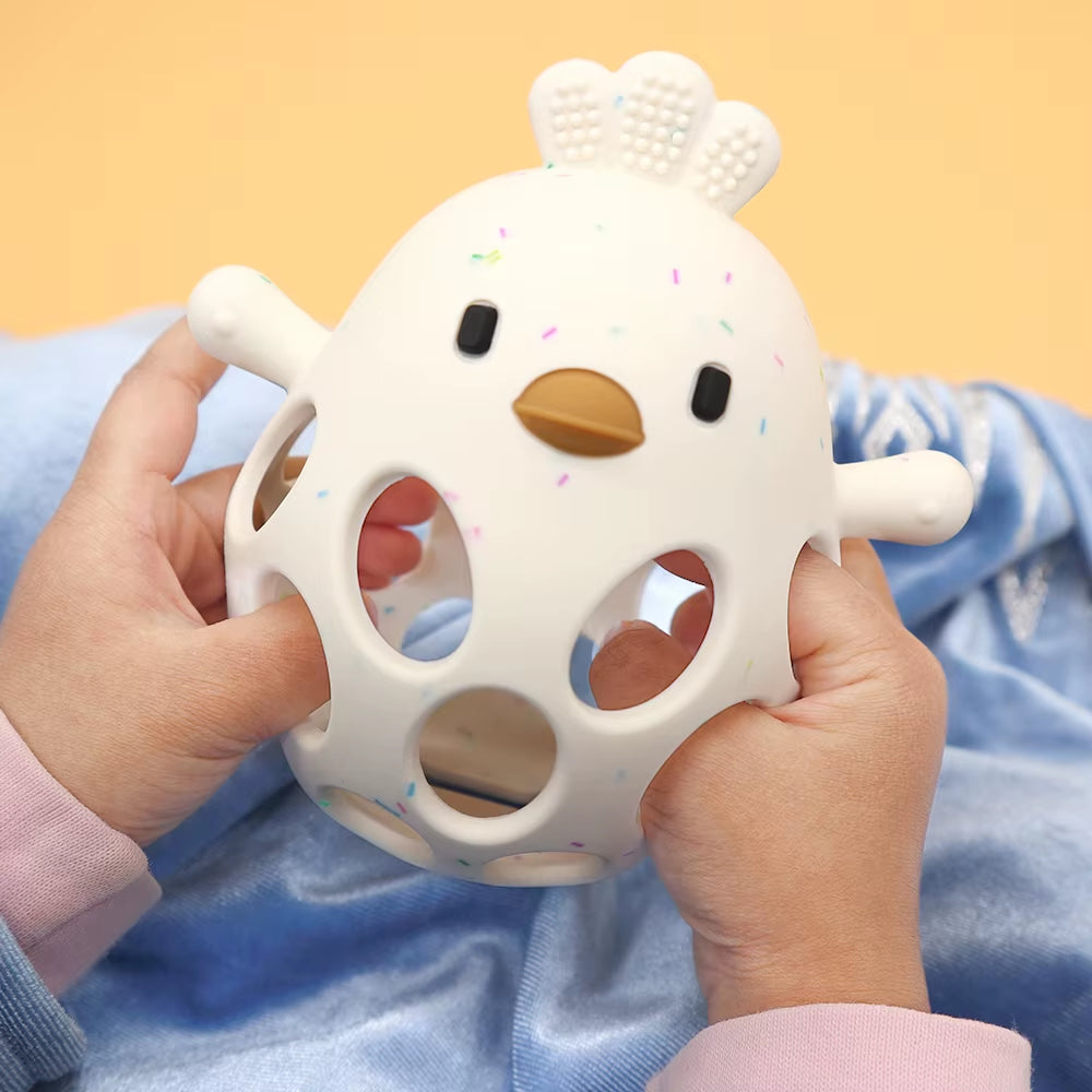 1Pcs Baby Teether Gloves Kids Cartoon Chick Shape Teether Toy Silicone Dental Care Gums Anti-Eating Hand ​Molar Baby Accessorie
