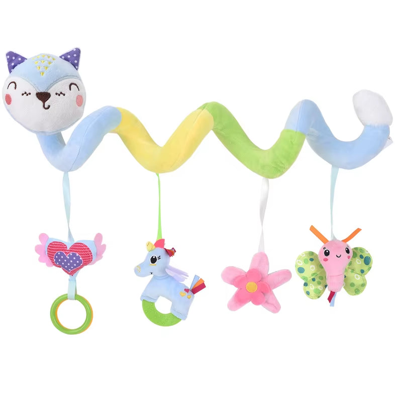 Car Seat Toys for Infant Cute Fox Spiral Plush Toys Stroller Toys Hanging Rattle Crib Activity Toy for Baby Gift