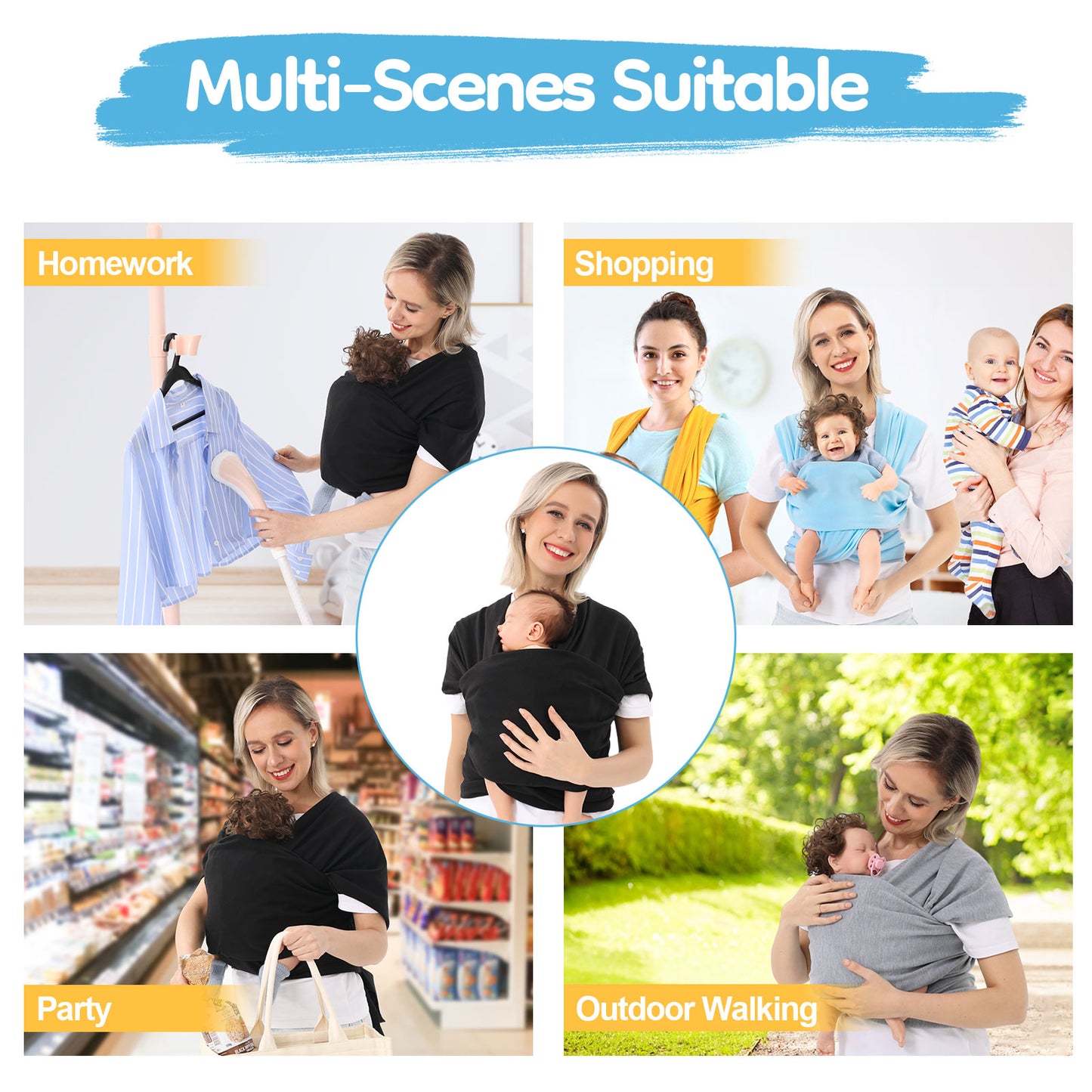 Baby Carrier Front Wrap Scarf Baby Carrier Bag Multi-Functional Baby Carrier Front and Back Dual