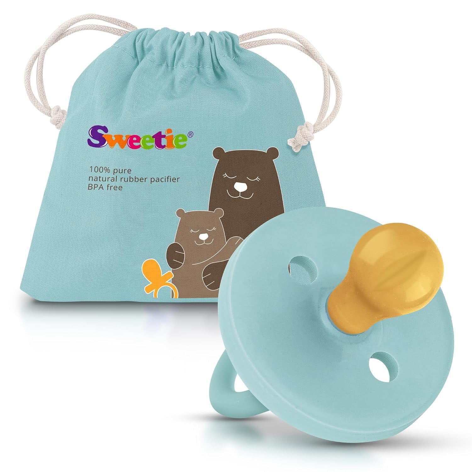 Rubber Turquoise Pacifier Natural Rubber Pacifier Rounded (0-6 Month, Turquoise)