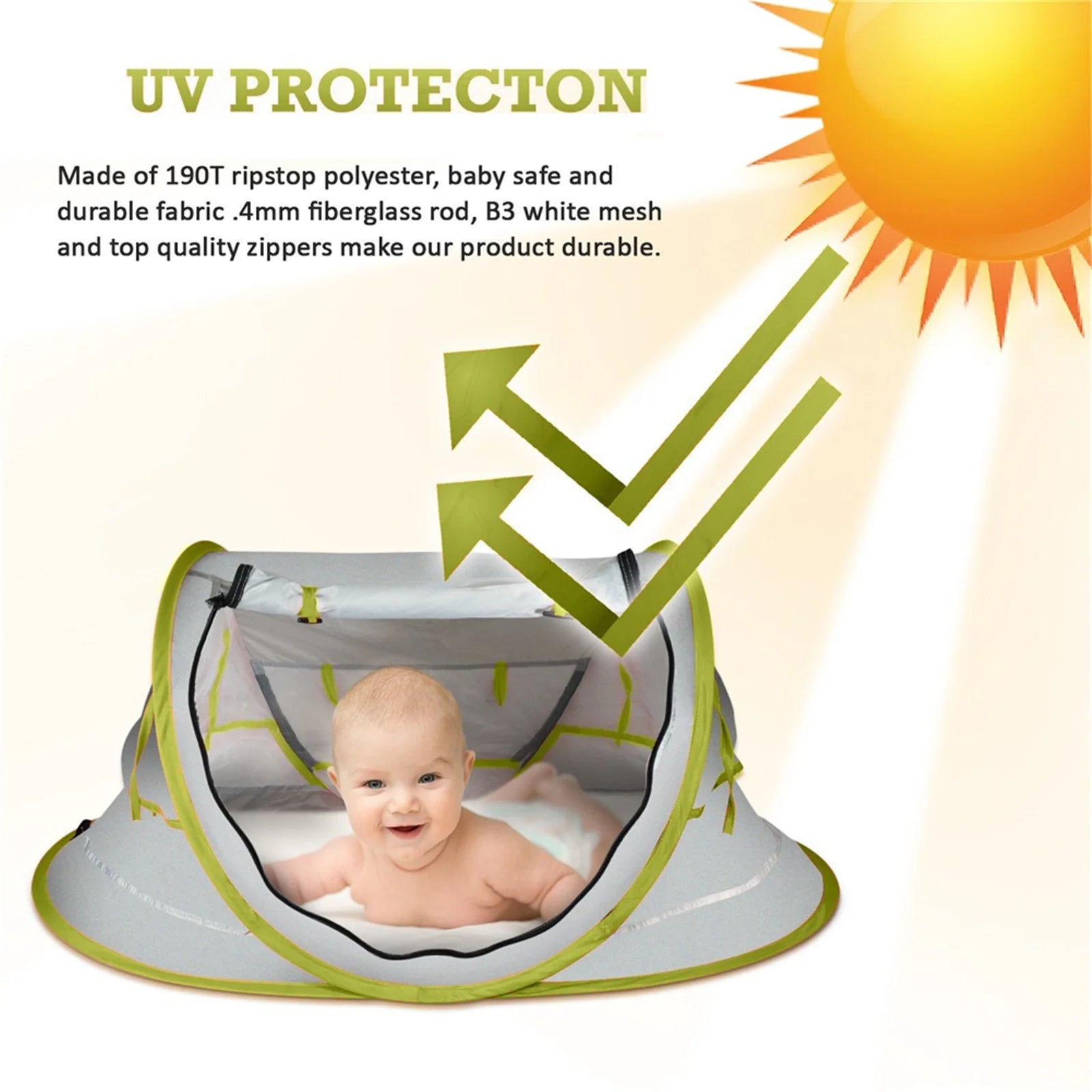 UV Protection 41.00'' X 52.50'' Beach Tent, Gray