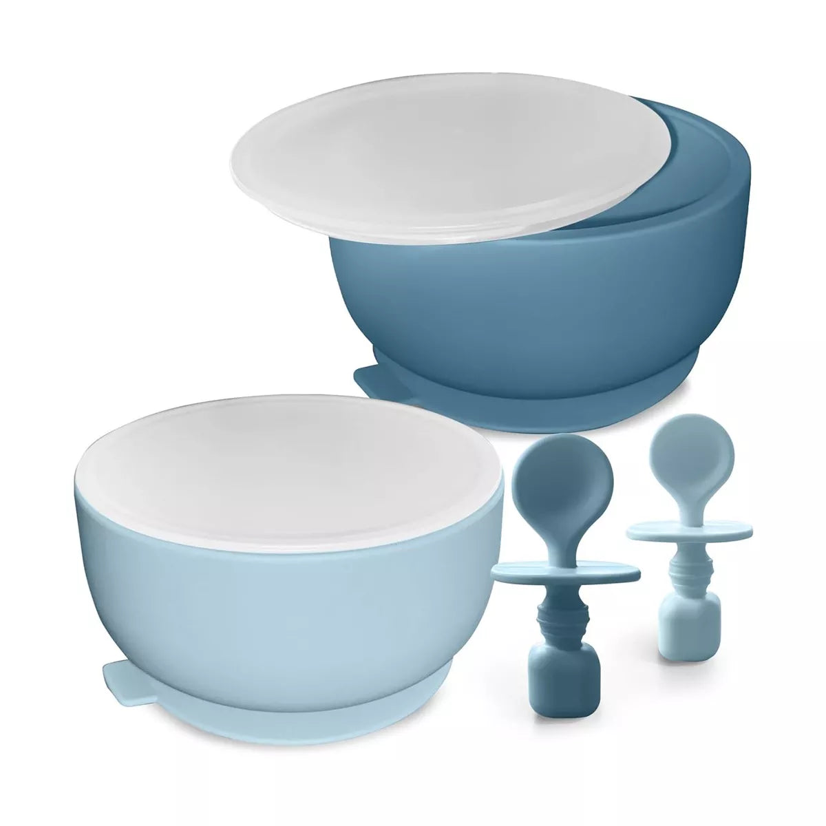 Sperric Silicone Baby Feeding Set - Infant Suction Bowls with Lids and Spoons | BPA Free Toddler Self Feeding Utensils for 0-6 Months