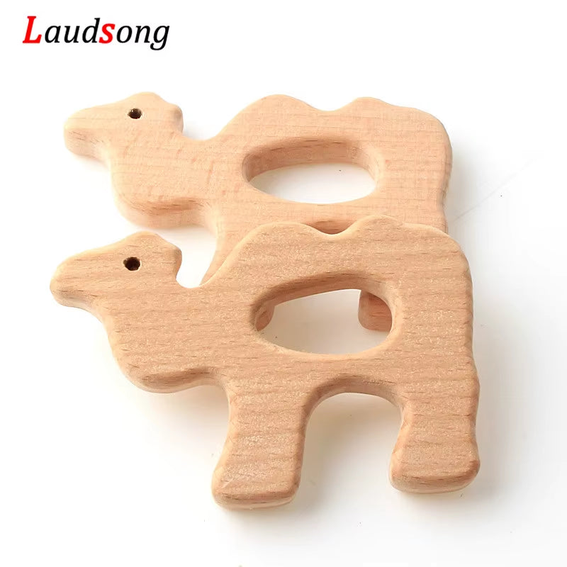 1Pcs Mixed Animal Natural Beech Teething Wooden Beads Toy Teether Gift Rattle Diy Accessories Wood Crafts Jewelry Making