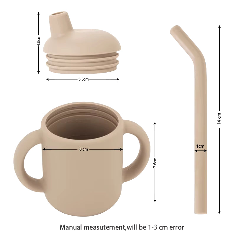Portable Baby Feeding Cups Kids Learning Drinkware Liquid Feed Silicone Sippy Cups Leakproof Mug Toddlers Straw Water Bottle