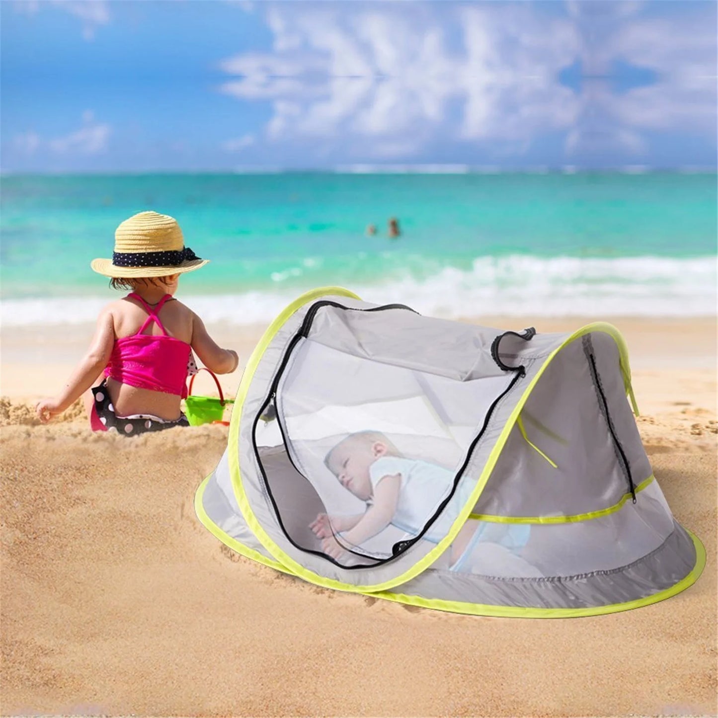 UV Protection 41.00'' X 52.50'' Beach Tent, Gray