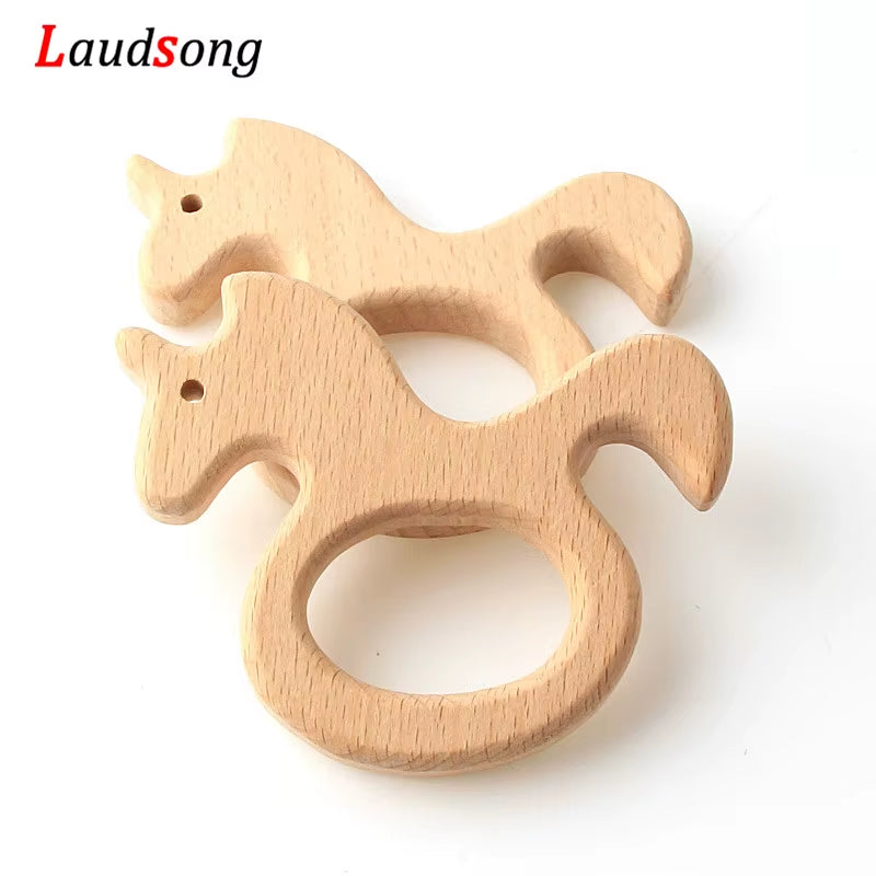 1Pcs Mixed Animal Natural Beech Teething Wooden Beads Toy Teether Gift Rattle Diy Accessories Wood Crafts Jewelry Making