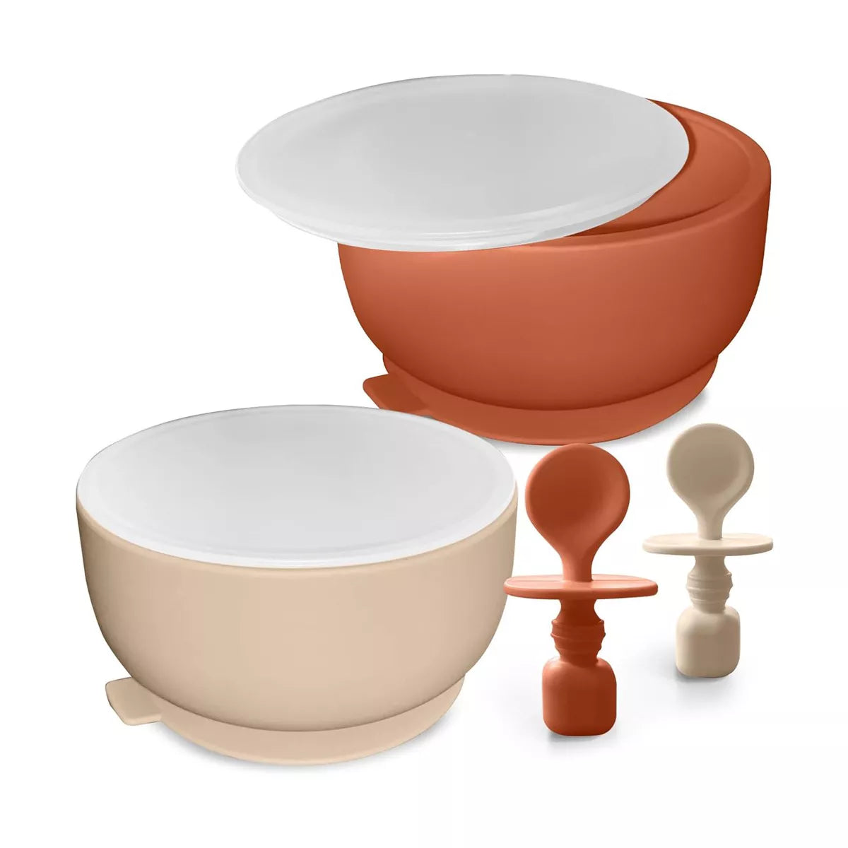 Sperric Silicone Baby Feeding Set - Infant Suction Bowls with Lids and Spoons | BPA Free Toddler Self Feeding Utensils for 0-6 Months