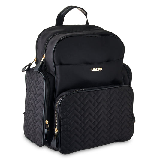 Jamie Diaper Bag in Black, Adjustable Straps and Changing Pad Included