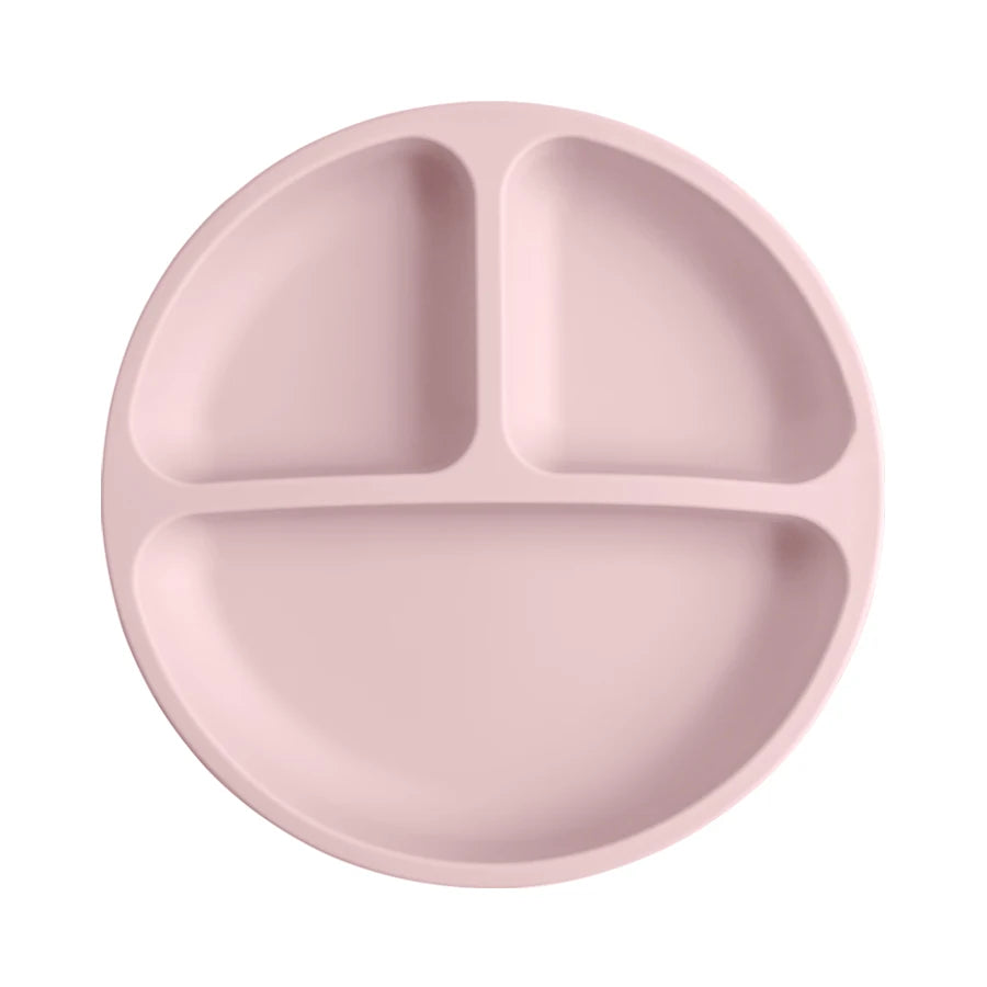 BPA Free Solid Color Dishes Children Dishes Suction Plates Silicone Baby Dining Plate for Toddlers Baby Training Feeding Bowl