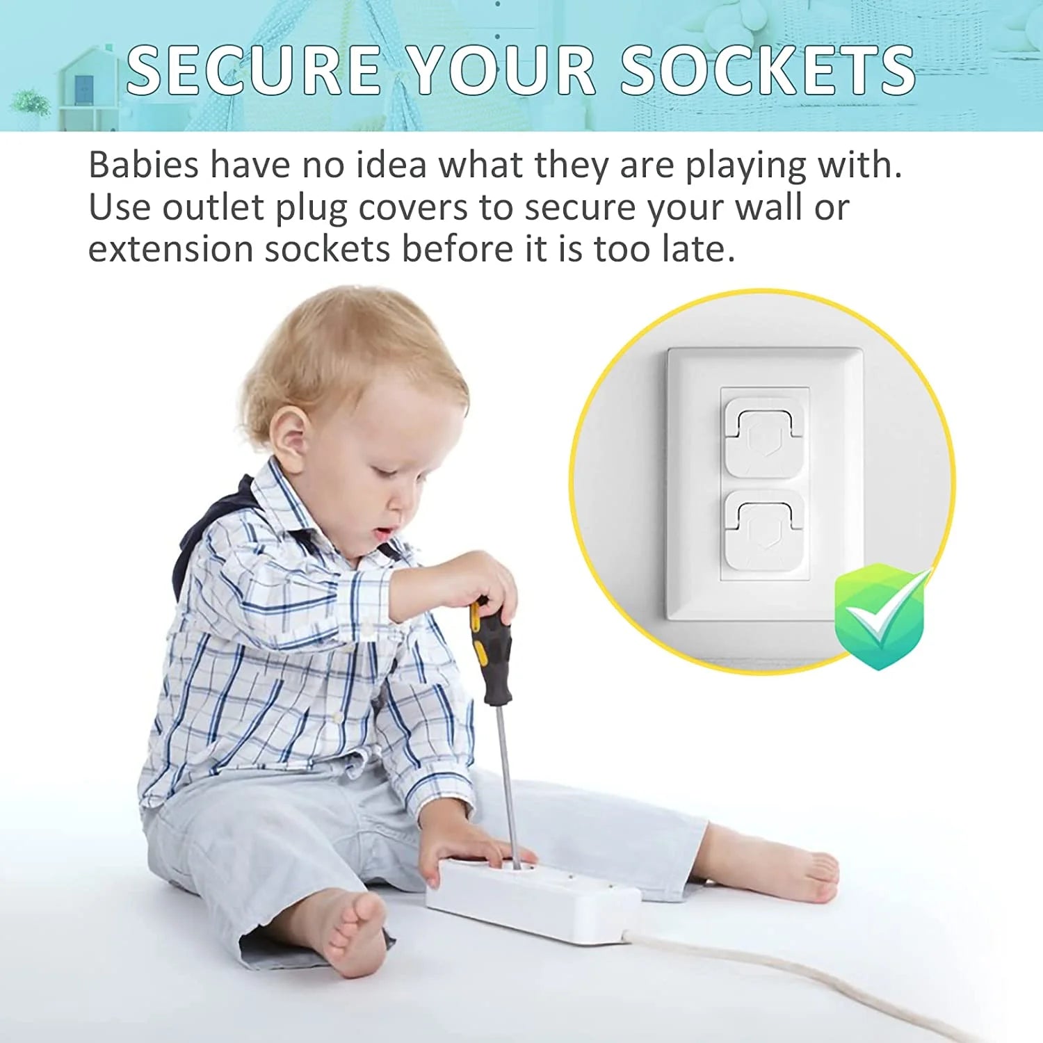 Baby Proofing Outlet Covers (50 Pack) Electric Outlet Pulg Covers for Baby Safety Socket Cover Protector Cap to Prevent Your Child from Power Shock Hazard