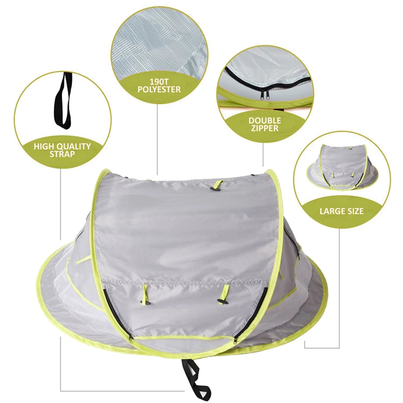 UV Protection 41.00'' X 52.50'' Beach Tent, Gray
