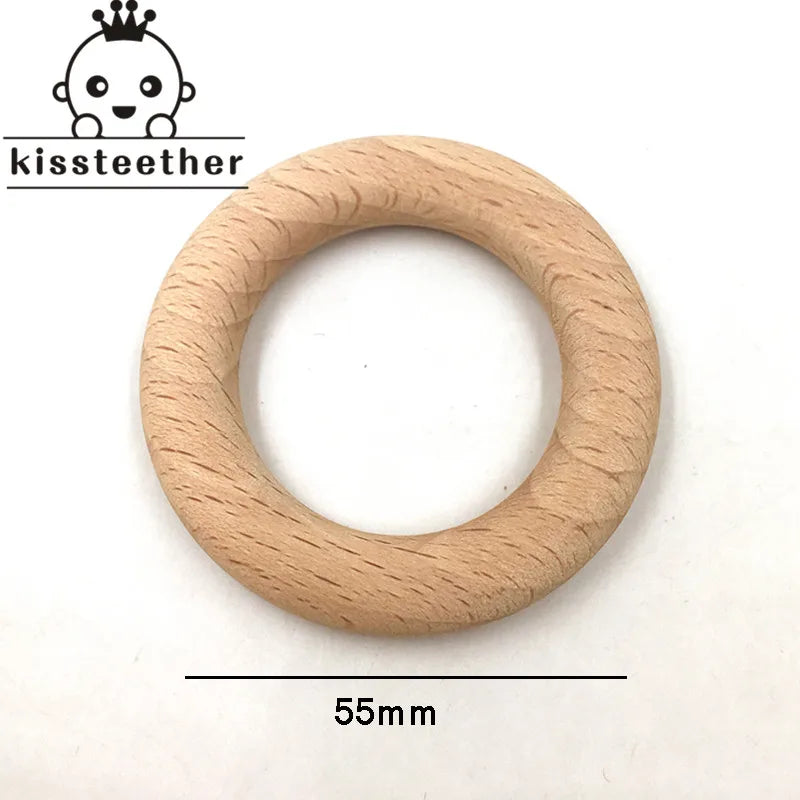 25-68Mm Nature Beech Wooden Ring Teether Baby Wood Beads Infants Teething Care Product DIY S Necklace