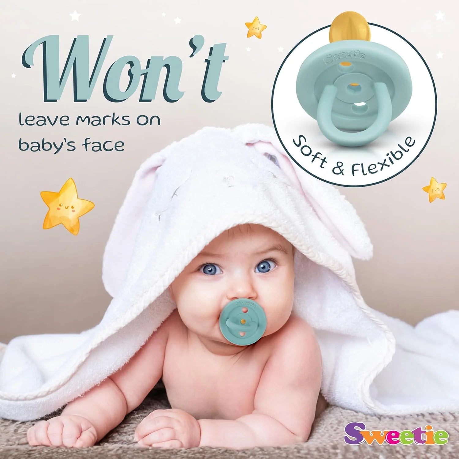 Rubber Turquoise Pacifier Natural Rubber Pacifier Rounded (0-6 Month, Turquoise)