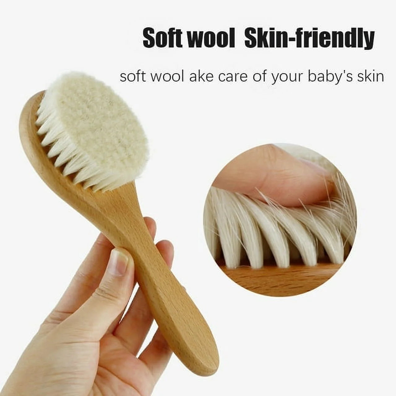 Baby Brush and Comb Set, 4Pcs Wooden, Baby Hair Brush, Cradle Cap Brush, Baby Brush Set for Newborns, Infant Hair Brush
