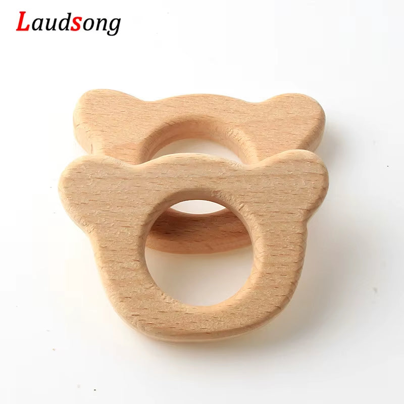 1Pcs Mixed Animal Natural Beech Teething Wooden Beads Toy Teether Gift Rattle Diy Accessories Wood Crafts Jewelry Making