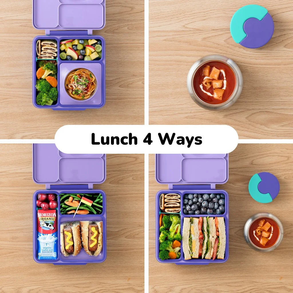 box Bento Box for Kids - Insulated Bento Lunch Box with Leak Proof Thermos Food Jar - Purple Plum