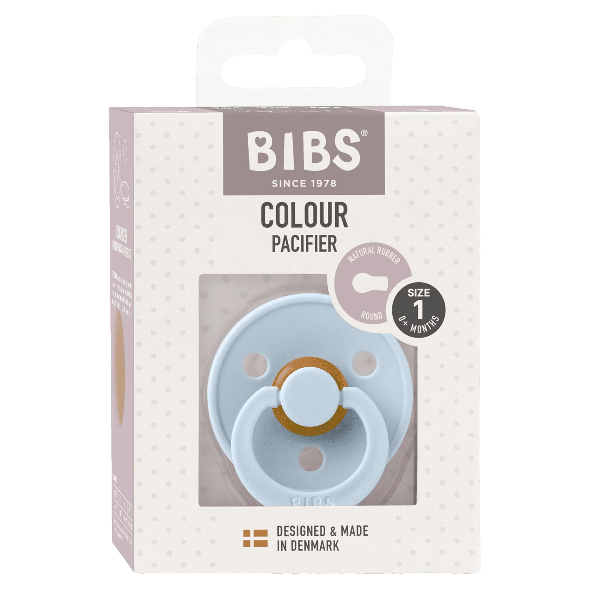 Colour, Natural Rubber Latex Pacifier Size 1, 0-6 Months, Baby Blue, Gender-Neutral, 1 Count