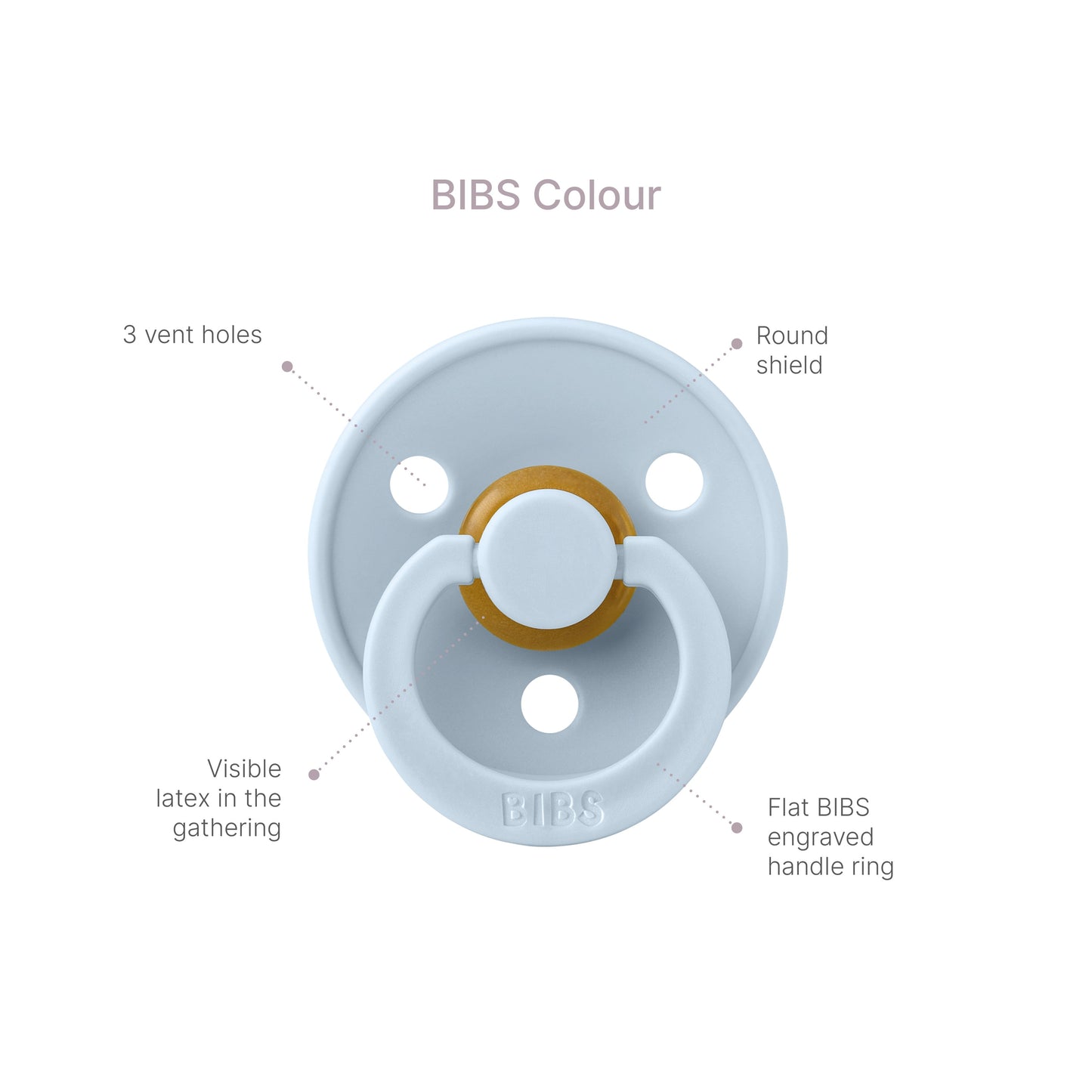 Colour, Natural Rubber Latex Pacifier Size 1, 0-6 Months, Baby Blue, Gender-Neutral, 1 Count