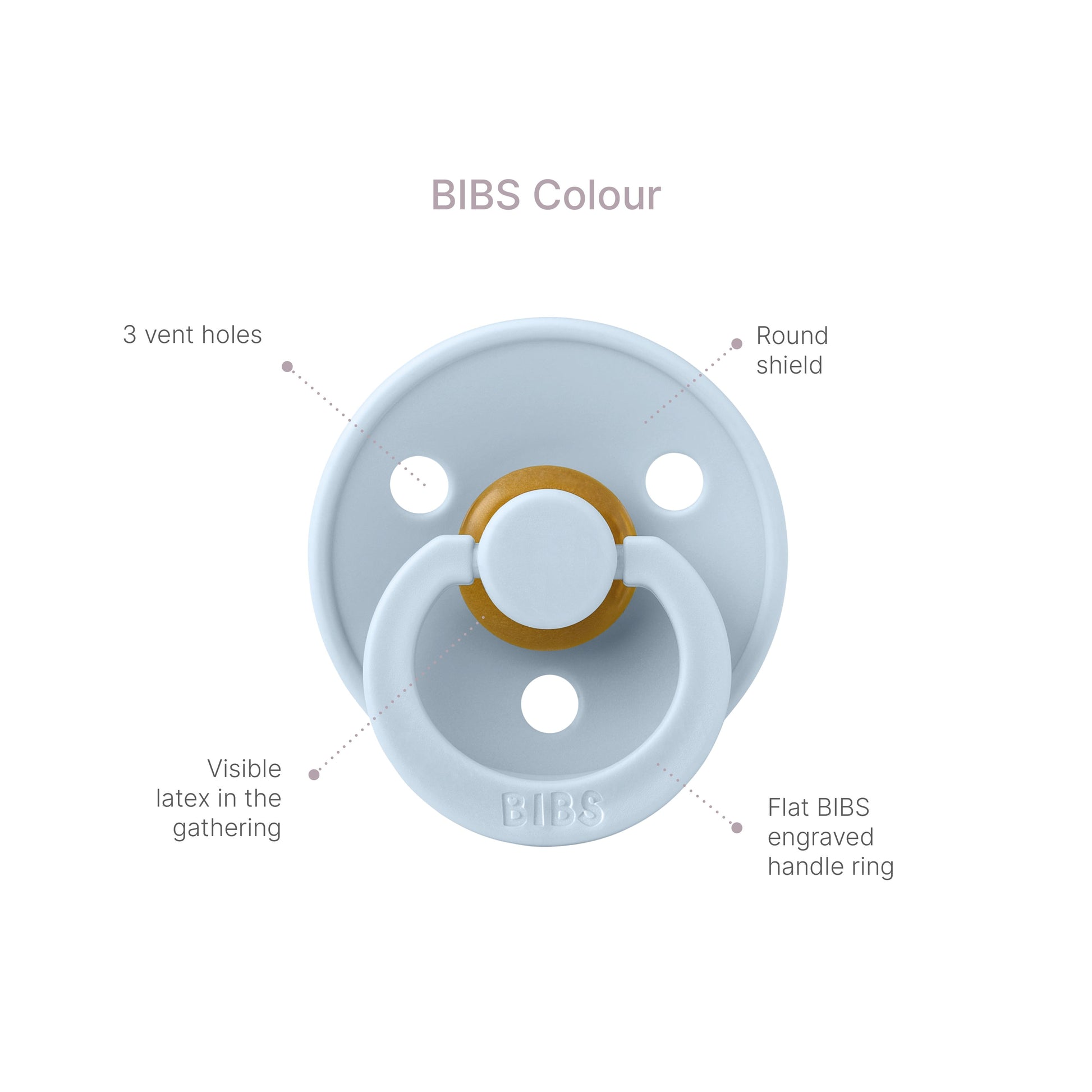 Colour, Natural Rubber Latex Pacifier Size 1, 0-6 Months, Baby Blue, Gender-Neutral, 1 Count