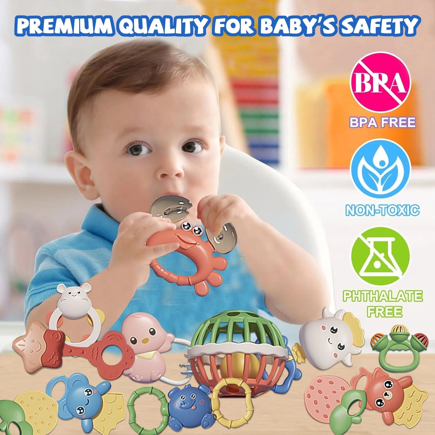 Baby Toys 0-6 Months, 15 Pcs Baby Rattles Teethers Teething Toys, Newborn Infant Baby Boy Girl Birthday Gifts