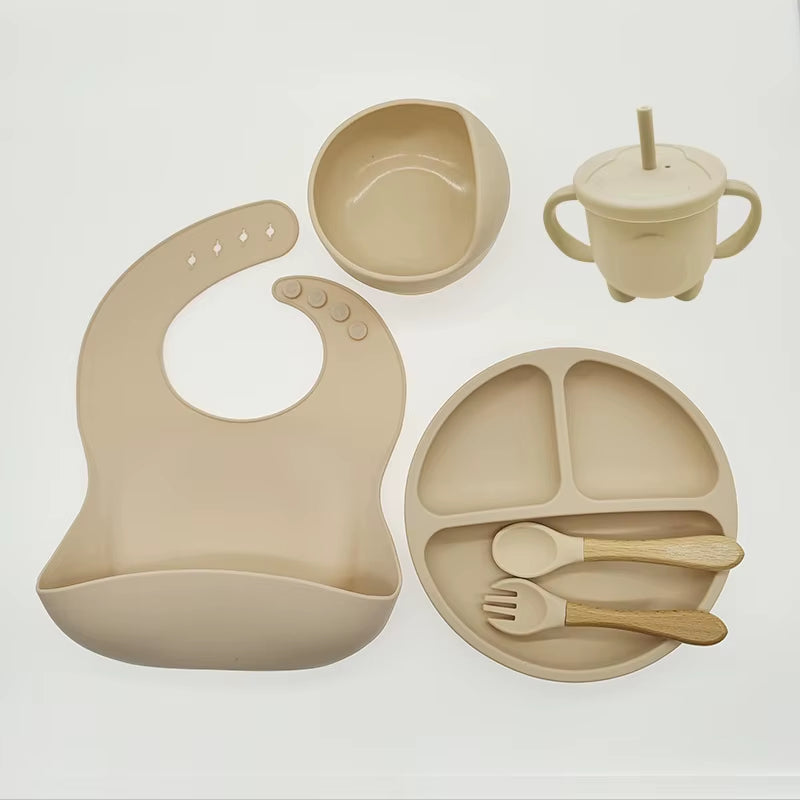 Children'S Tableware Set Baby Complementary Food Training Silicone Tableware 8Pce Set Baby Suction Cups Bowls Baby Supplies