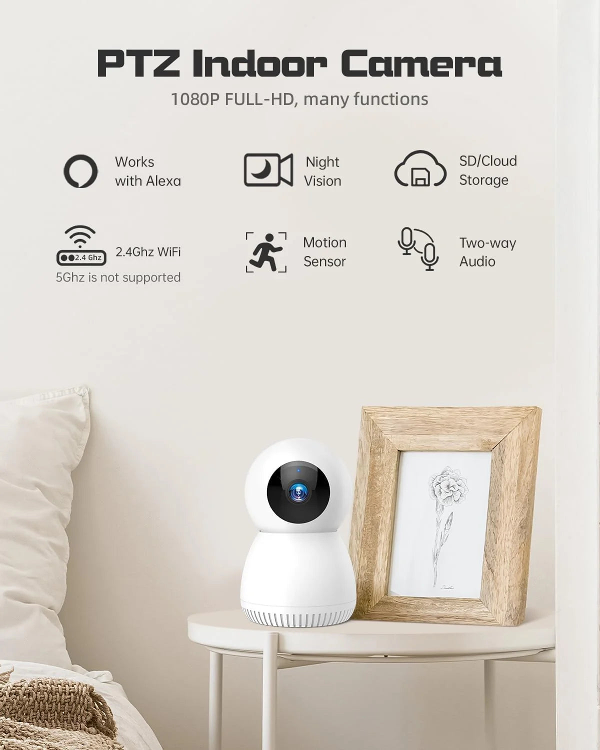 Indoor Security Camera 5G& 2.4Ghz Wifi, Pan/Tilt Baby Camera for Home Security, 1080P Pet Camera with Phone App Motion Detection, 2-Way Talk, Night Vision, Siren Alarm, Compatible with Alexa