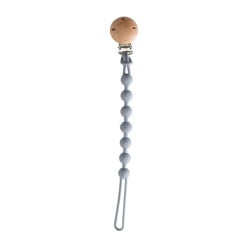 Beech Wood Chew Bead Pacifier Clips Dummy Chain Holder Newborn Soother Chains Nipple Holder for Babies Teething Toy Baby Chew